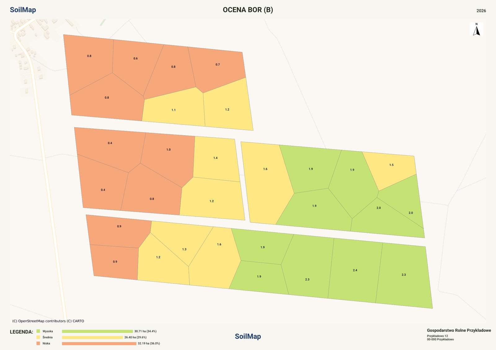 Mapa: ocena boru B