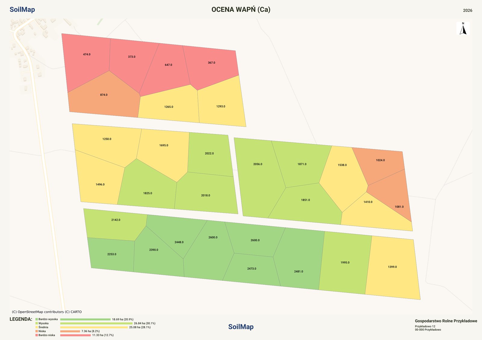 Mapa: ocena wapnia Ca